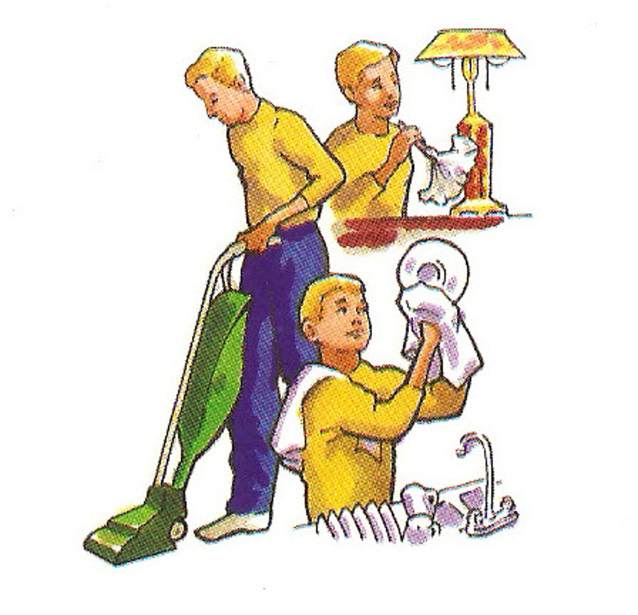 <p>to help (at home)</p>