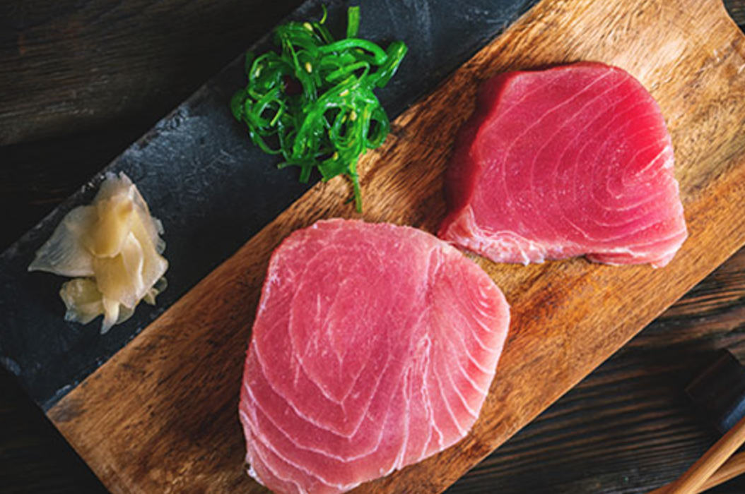 <p>(n.) – a large sea fish, or the meat from this fish</p><p></p><p>&nbsp;Good quality <strong>tuna </strong>is best eaten raw. It’s my favorite kind of fish for sashimi.</p><p></p>