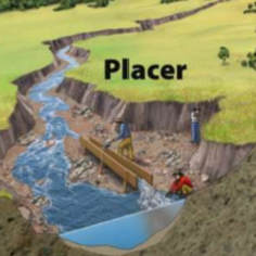 <p>looking for minerals, metals, and precious stones in river sediments</p>