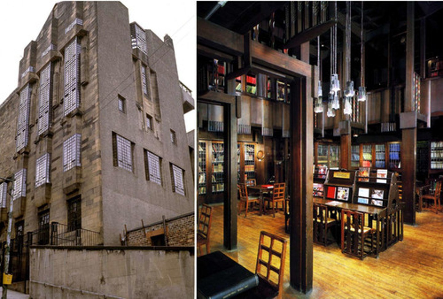 <p>Total work of art by Charles Rennie Mackintosh<br>he designed both the exterior and interior down to furnishings<br>-grid is in every scale everywhere</p>