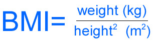 <p>MASS in kg/height in meters squared</p>