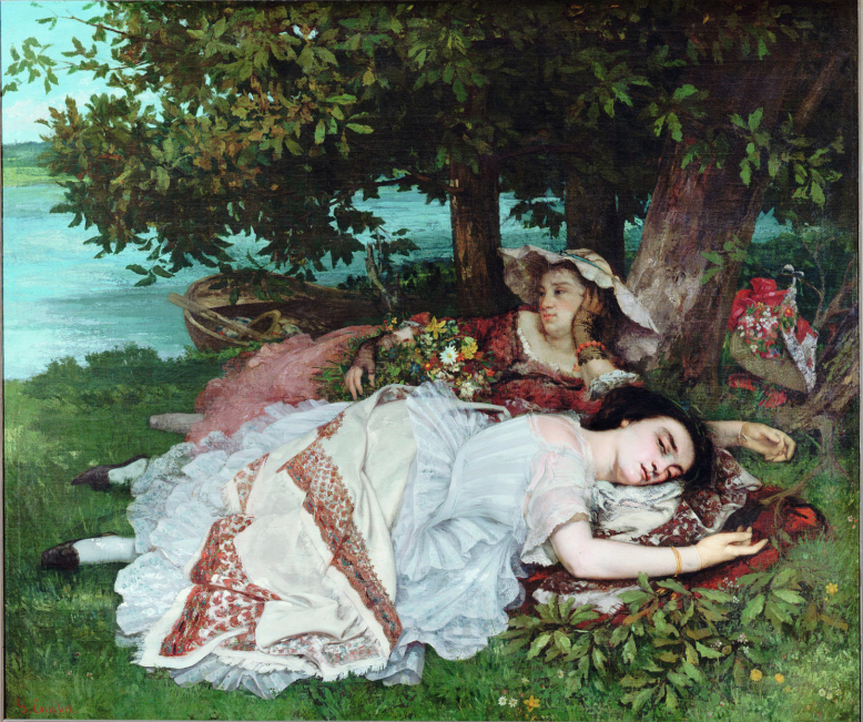 <p>Courbet, Young Ladies by the Banks of the Seine, 1856-57</p>