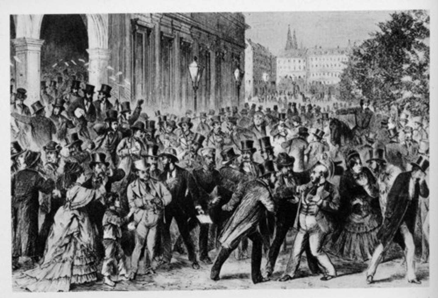 <p>Economic panic caused by over speculation by financiers and over building by industry and railroads. In 1874, President Grant sided with the hard-money bankers who wanted gold backing of the money supply. He vetoed a bill calling for the release of additional greenbacks. (p. 302)</p>