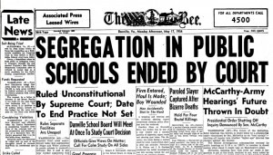 <p>-equal protection</p><p>-Lower courts deemed that blacks and whites could be separated as long as their own facilities were equal, but the Supreme Court overruled, stating that it was unequal to separate them under the 14th Amendment. Thus, leading to the banning of segregated schools as the education of African American children suffered</p>