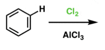 <p>Cl2, AlCl3 (or FeCl3)</p>