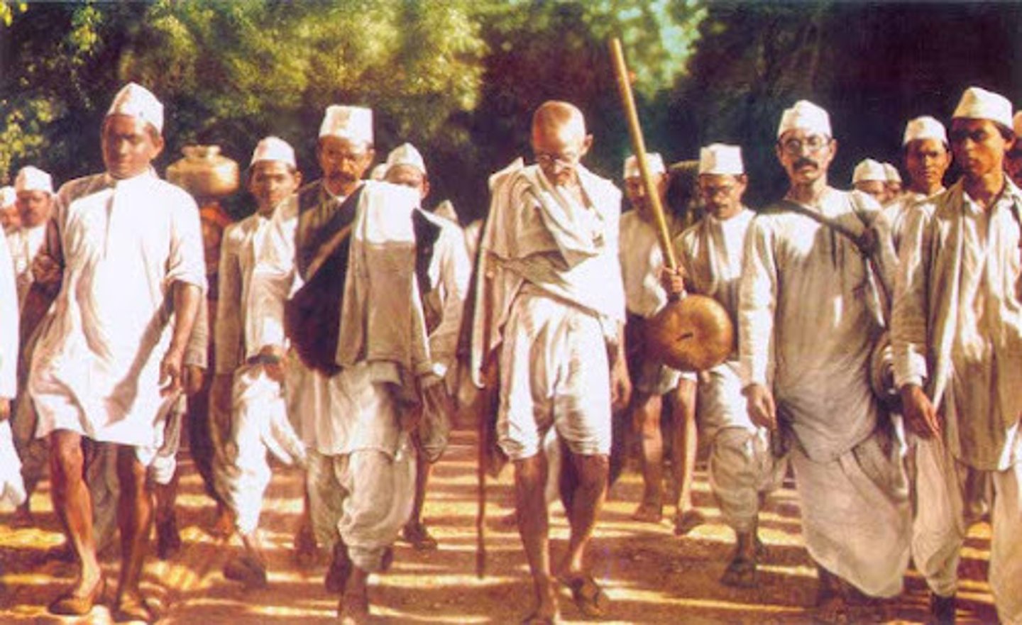 <p>Gandhi's ideology that says we should bring about change through peaceful actions.</p><p>Significance: Used to protest British control. Gained global media coverage and sent a strong message to the British without violence.</p>