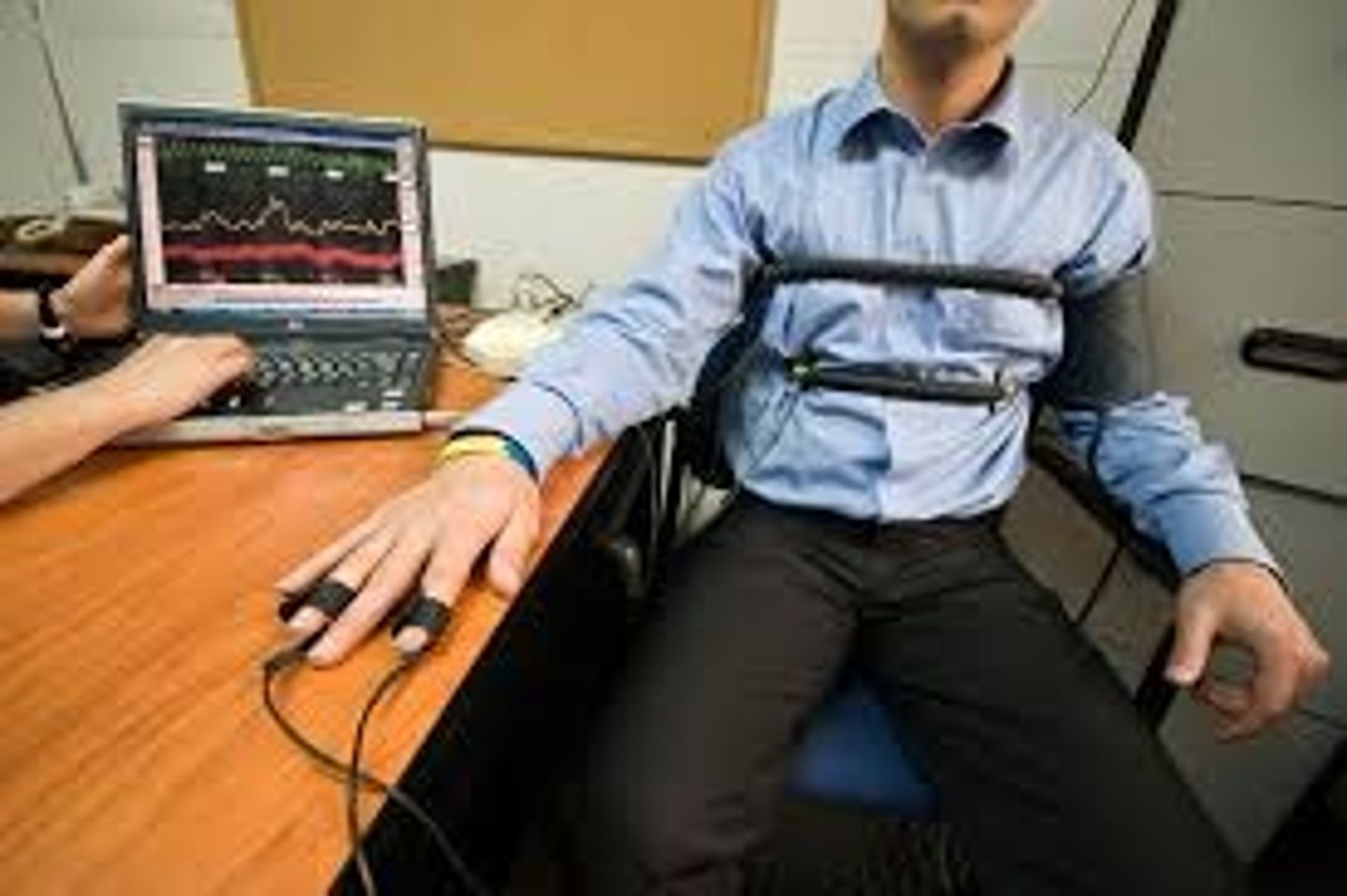<p>a machine, commonly used in attempts to detect lies, that measures several of the physiological responses accompanying emotion (such as perspiration and cardiovascular and breathing changes).</p>