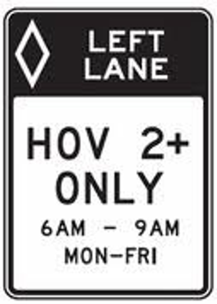 <p>The lane is reserved during the</p><p>posted times for vehicles with</p><p>the indicated number of</p><p>occupants.</p>