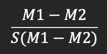 <p><span><span>The difference between the means for sample 1 and sample 2 divided by the pooled variability that exists in sample 1 and sample 2</span></span></p>