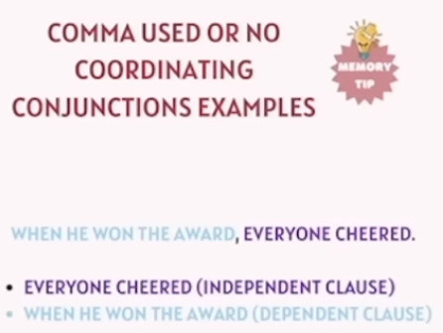 <p>One independent clause and one dependent clause.</p><p>(dependent clauses are not a completed though)</p><p>EXAMPLE:</p><p>He was hungry, so he ate.</p><p>- He, he (subject)</p><p>- Was, ate (verb)</p><p>- so (conjunction)</p>