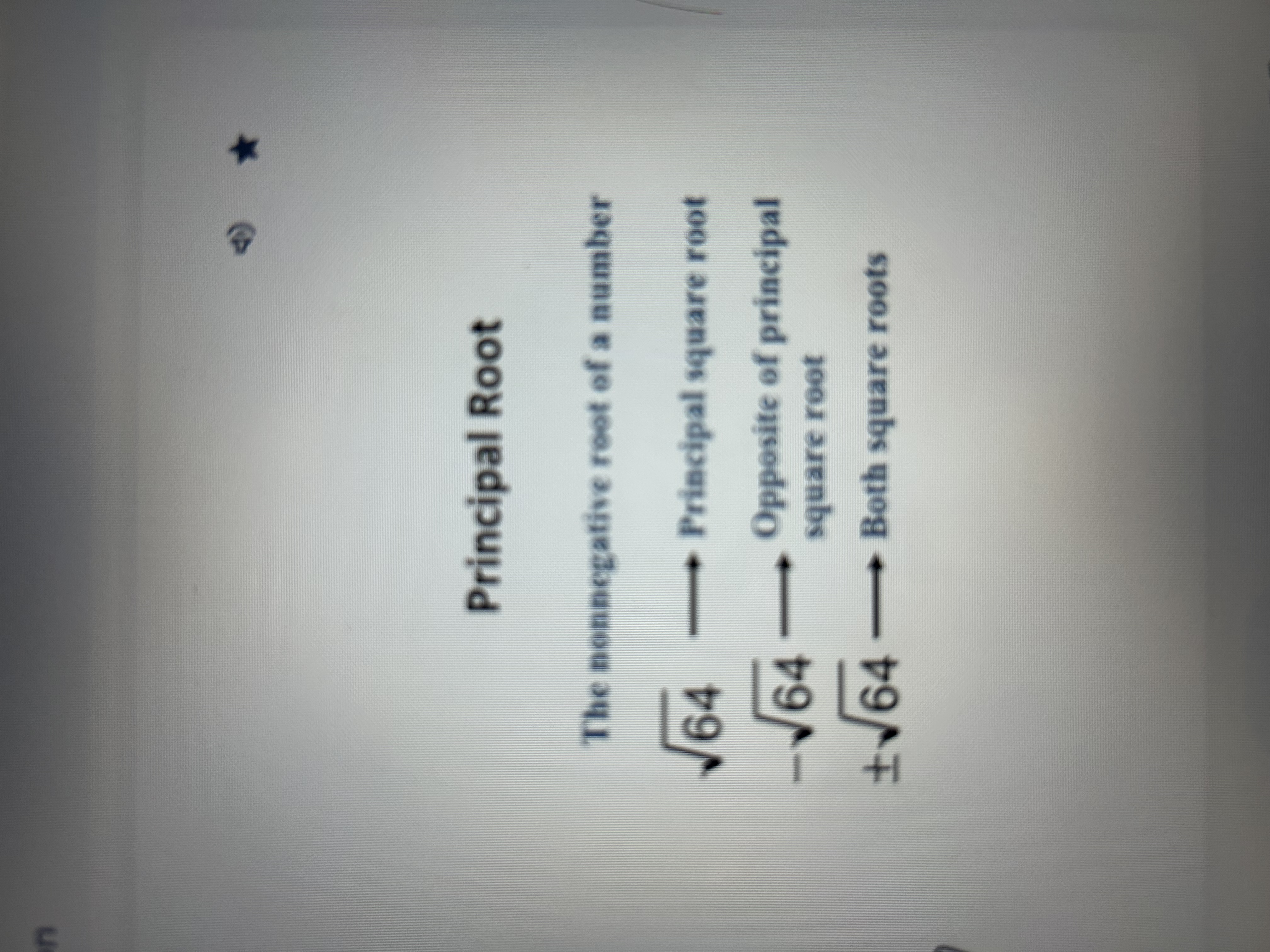 <p>principle square root</p>