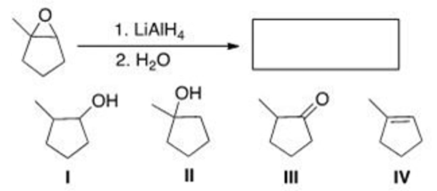 <p>Determine the product of the following reaction.</p><p>A. I</p><p>B. II</p><p>C. III</p><p>D. IV</p>