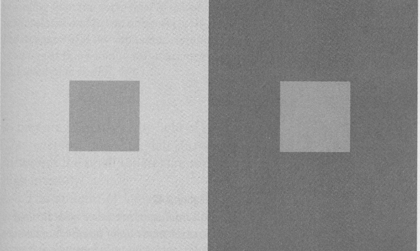 <p>A perceptual phenomenon where the color or brightness of one area is affected by the adjacent area, making it appear different than it actually is. </p>