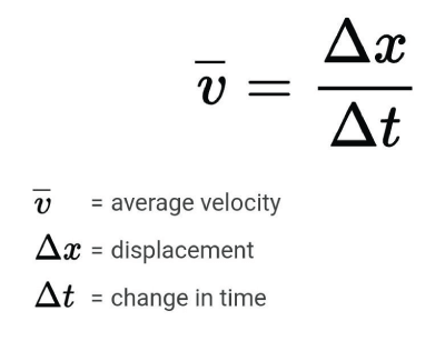 <p>the displacement divided by the elapsed time</p><p>x<sub>f</sub>-x<sub>0 </sub>/ t<sub>f</sub>-t<sub>0</sub> </p>