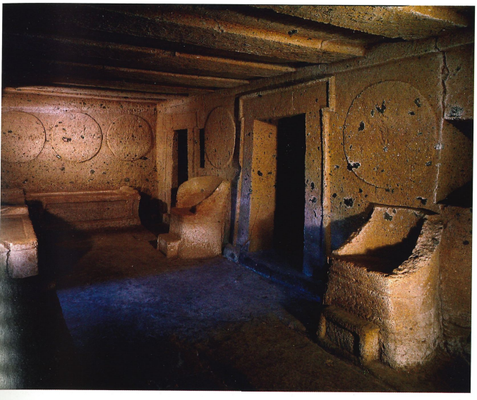 <p><span>Interior of the Tomb of sheilds and chairs</span></p>