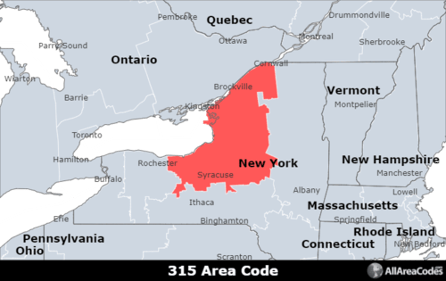<p>Area code 315 is located in the western portion of northern New York and covers Syracuse, Utica, and Rome. It has a single overlay (680) that serves the same area.</p>