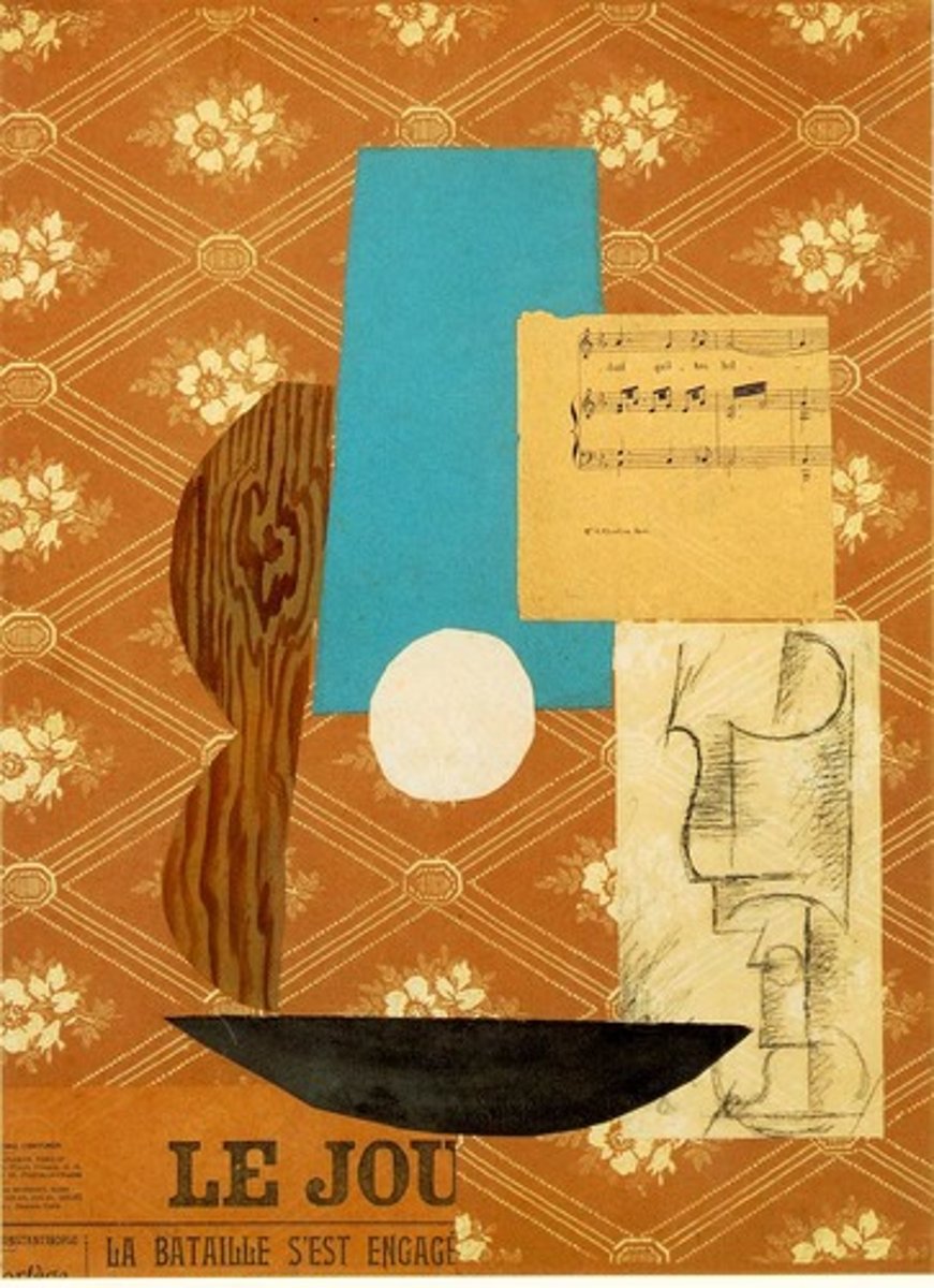 <p>cubism and surrealism<br>- co founder of cubism<br>- blue, rose, surrealism, and neo-classicism periods<br>- bold color choices <br>- expressive line and form<br>- rich in narrative<br>- themes of war, love, human suffering<br>- collage and mixed media<br>- influenced by african art (masks)</p>
