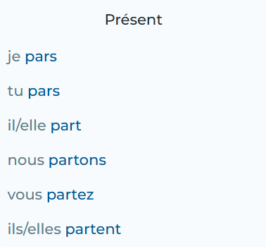 <p>to leave; irregular; passe compose: être parti</p>