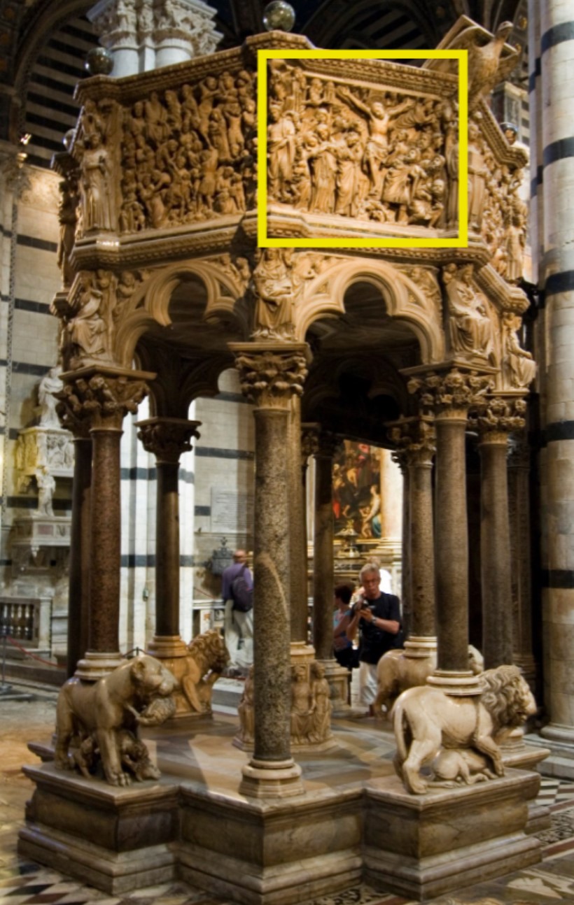<p>Siena Cathedral pulpit, granite and marble, Nicola Pisano, 1265, Siena Cathedral, Siena , Italy</p>