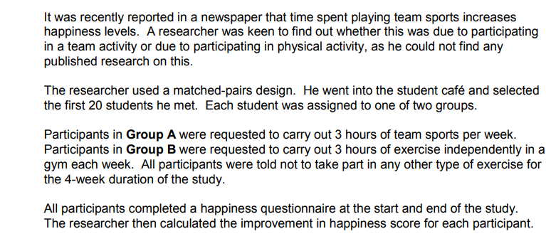 The questionnaire had high concurrent validity. Validity was still a concern because the researcher knew which participants were in each experimental group. 

\
Explain how this could have affected the validity of the study. (4)