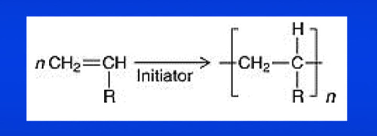 <p>unsaturated molecules containing double bonds; in the equation, R represents any organic group, chlorine, or hydrogen</p>