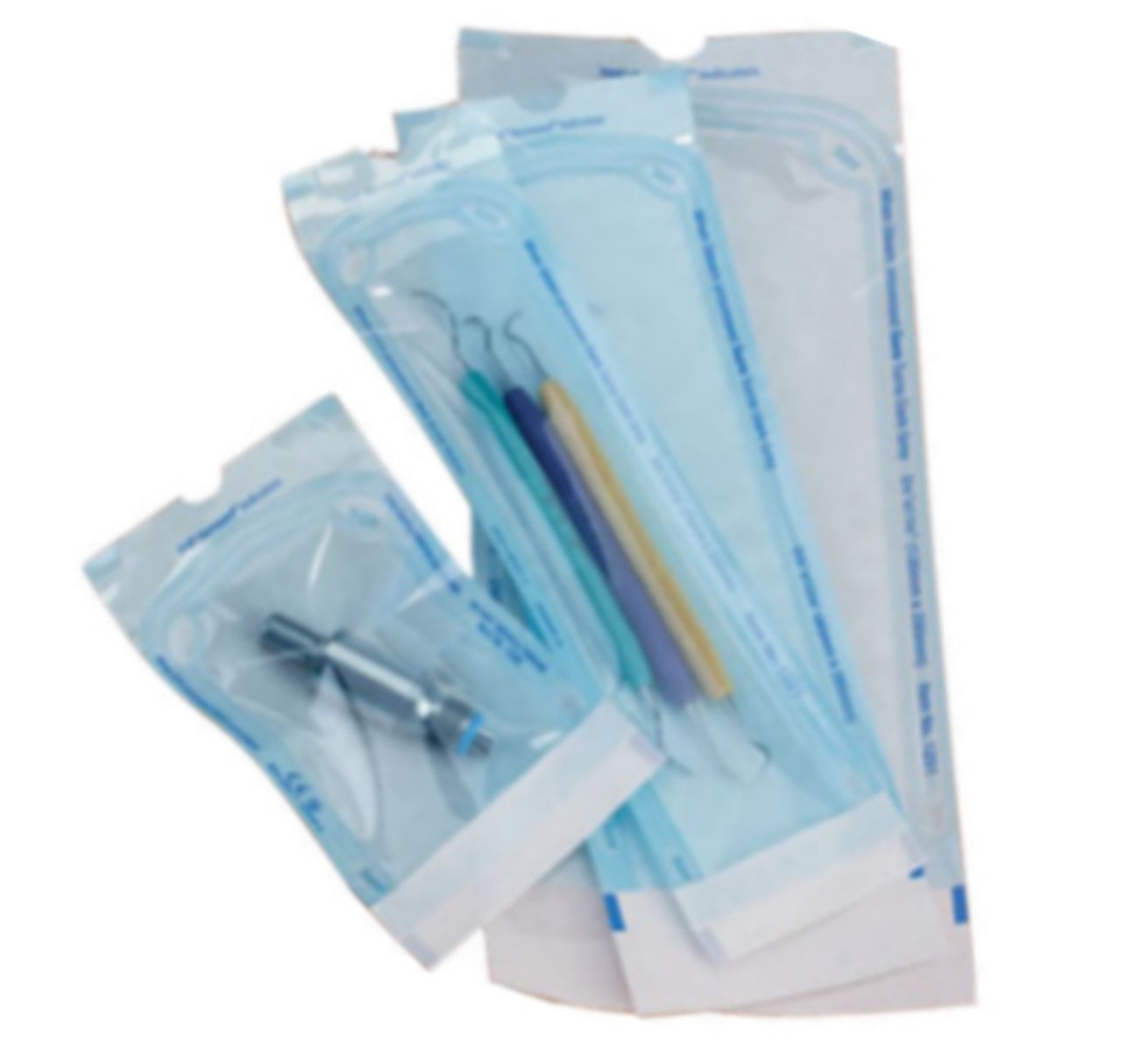 <p>non-woven, disposable sterilization pouches commonly used for small instruments & lightweight items (paper/plastic & spunbonded polyolefin/plastic combinations)</p>