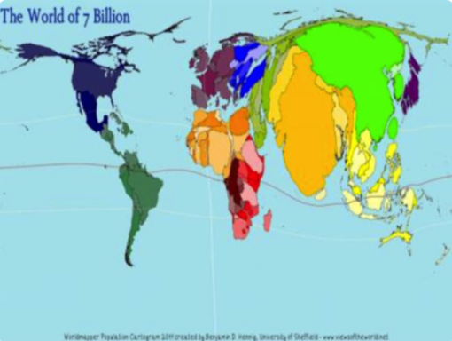 <p><span>Map that distorts the geographic shape of an area in order to show the size of a specific variable</span></p>