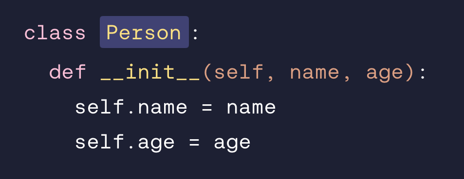 <p>Class names usually have the first letter capitalized and the rest lowercase, like with  P⁠e⁠r⁠s⁠o⁠n⁠  here.</p>