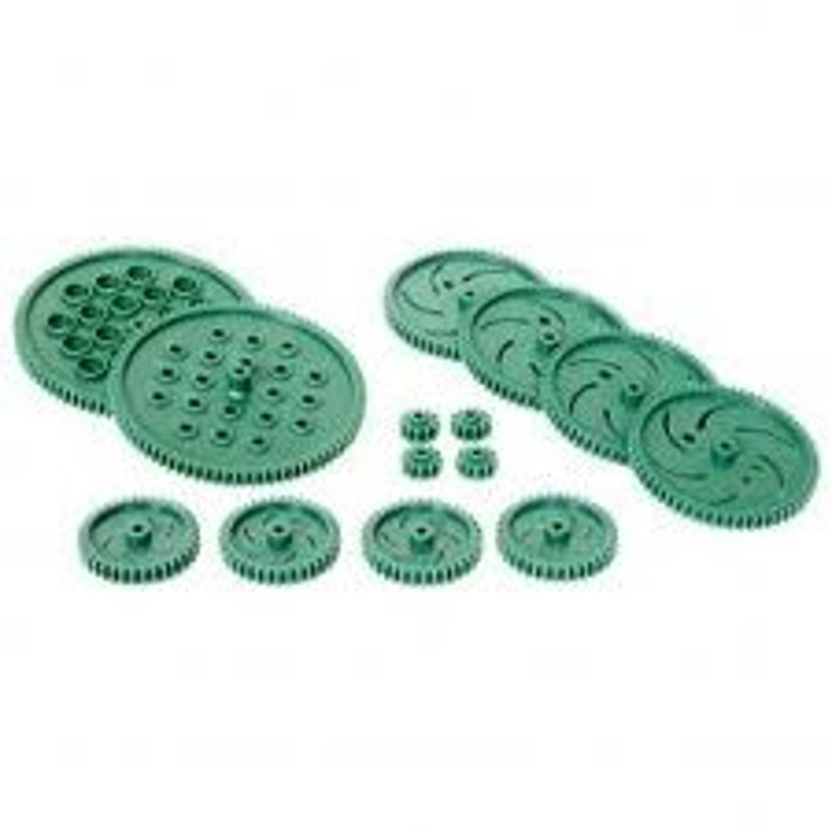 <p>Spinning discs with teeth that prevent them from slipping past each other. Gears are frequently used to transfer rotational motion from one piece to another, and to provide mechanical advantage while doing so.</p>