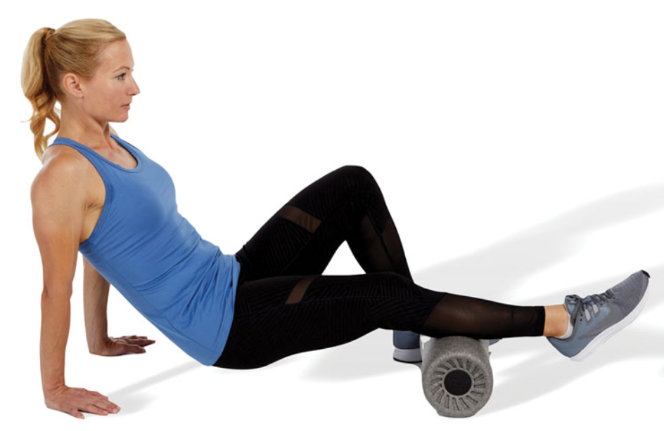 crossing one leg on top of the other is optional and is used to increase pressure to the calf

roll along the length of the calf muscles