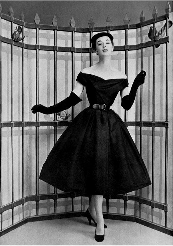 <p>Fashion designer known for his post-WWII designs featuring a tight bodice and a wide skirt, the New Look- came about in 1947</p>