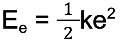 <p>elastic potential energy = 0.5 × spring constant × (extension)^2</p><p>elastic potential energy (Ee) - joules (J) spring constant (k)- newtons per metre (N/m) extension (e) - metres (m)</p>