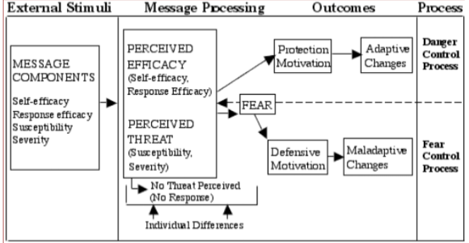 <ul><li><p>Fear &amp; Smoking</p></li><li><p>Four factors are believed to influence the outcome a fear appeal message:</p></li></ul><ul><li><p>Self-Efficacy</p></li><li><p>Response Efficacy</p></li><li><p>Susceptibility</p></li><li><p>Severity</p></li></ul>
