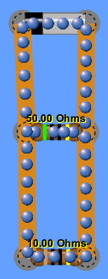 <p>Which resistor will have the greater current?</p><p><br></p>
