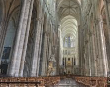 <ul><li><p><span style="background-color: transparent;"><span>The altar is completely suffused with light</span></span></p></li><li><p><span style="background-color: transparent;"><span>The arches are pointed, the vaulting between the 2 arches is webbed </span><strong><span>ribbed vaulting</span></strong><span>, looking like a spiderweb</span></span></p></li><li><p><span style="background-color: transparent;"><span>Has 3 stories: main arcade, triphorium, then the clerestory</span></span></p></li></ul><p>Architectural Innovation:</p><ul><li><p><span style="background-color: transparent;"><span>have to isolate the places where masonry is opaque because we want the walls to be hacked through and filled with glass</span></span></p><ul><li><p><span style="background-color: transparent;"><span>The sun directly penetrates the inside</span></span></p></li></ul></li><li><p><span style="background-color: transparent;"><span>Maximization of exposure to direct light in a Gothic church</span></span></p></li></ul><p><span style="background-color: transparent;"><span>Hollowing out the walls, because the part of the building that performs all of the structural work is outsourced to the exterior → </span><strong><span>flying buttresses</span></strong><span> (all pushed out), flyers are the buttresses at the top that keep the church standing</span></span></p><p></p>