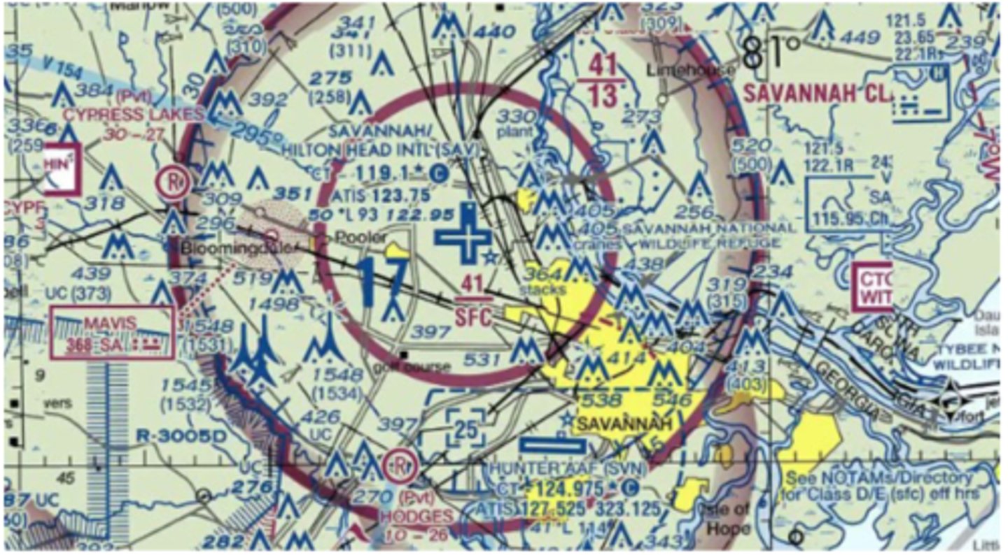 <p>AGL height of 1,534' and an MSL height of 1,548'.</p><p>The lighted obstacle just southwest and outside of the 5 nautical mile ring is labeled as being 1548 with 1534 in parenthesis</p>