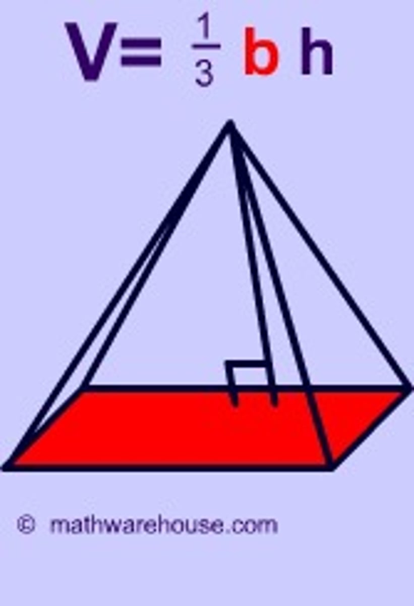 <p>V=1/3Bh</p>