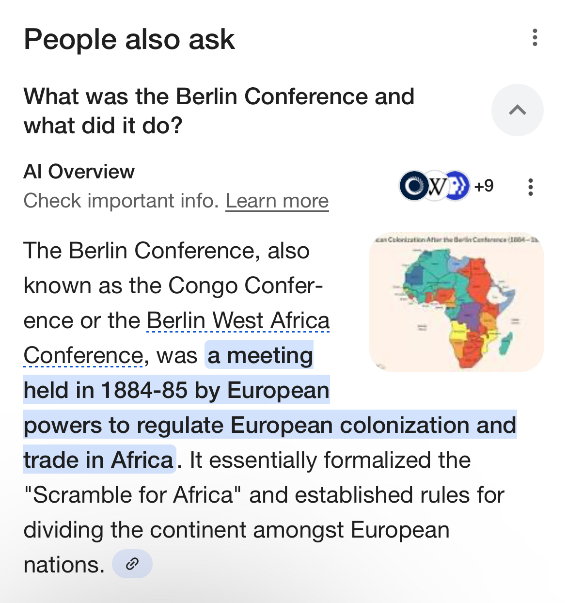 <p>What was the Berlin Conference? (Read photo)</p><p>Type: The Berlin Conference (1884-1885) was a meeting of European powers that formalized the Scramble for Africa, regulating colonization and trade in Africa.</p>