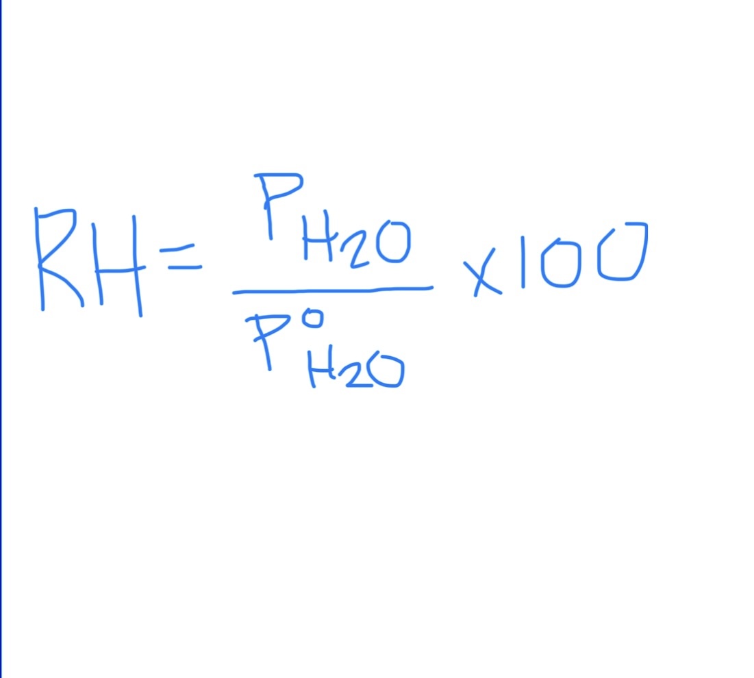 <p>PH2O = partial pressure of water</p><p>P^oH2O = vapor pressure of water</p>