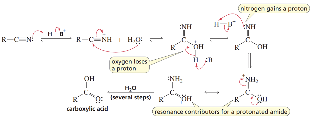 <p>Reactants/Reagents: Strong acid (cat.), H2O, heat</p><p>Products: Cboxa</p>