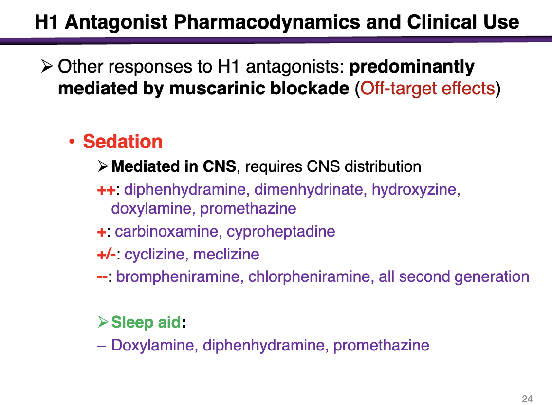 <p>++ sedation potential</p>