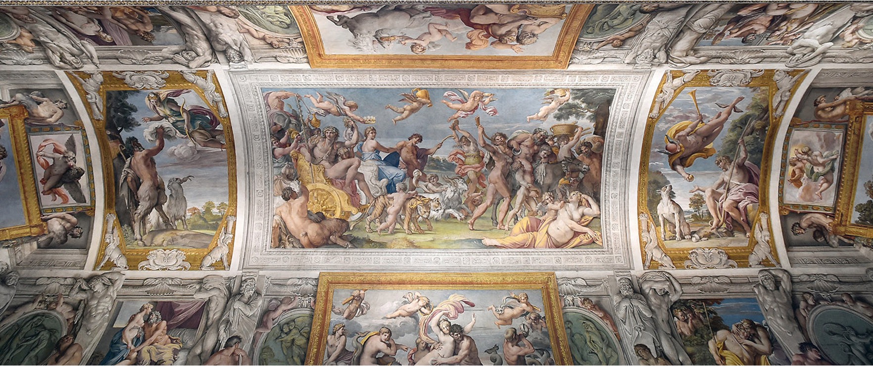 <p><span><strong>Annibale and Agostino Carracci, <em>The Loves of the Gods</em>,</strong>gallery of the Farnese Palace, Rome, 1597–1600. Fresco, 66 ft. × 21&nbsp;ft. 6 in. (20.18 × 6.55 m).</span></p>