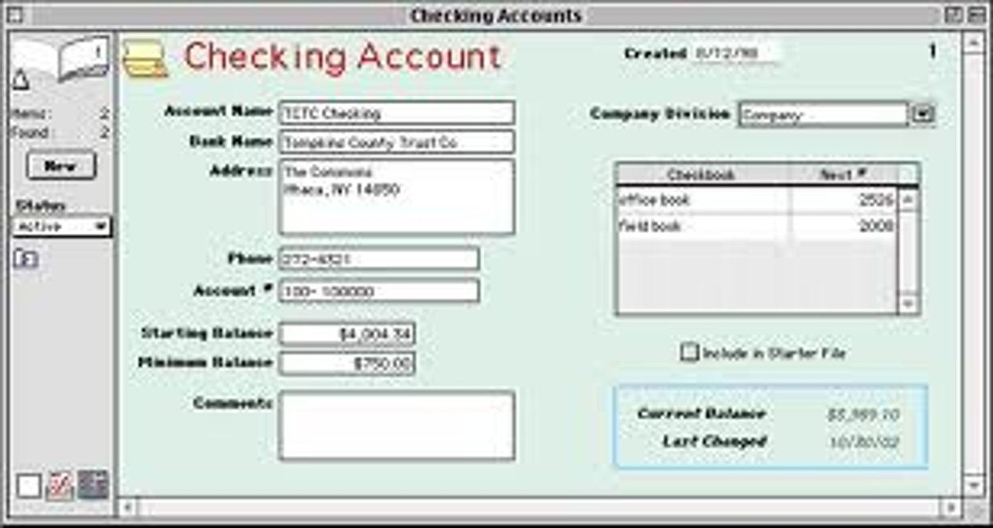 <p>checking account</p>