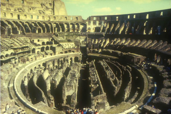 <p>The interior of the Colosseum, Rome</p>