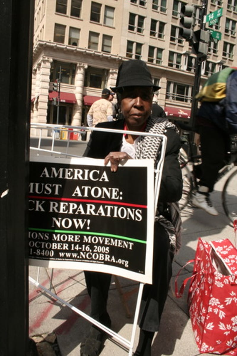 <p>(v.) to make up for; to make amends.</p><p>America must atone: Black reparations now!</p>