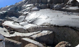 * Glacial abrasion erosional landform
* Completed smoothing of rock surface
* Almost looks like ice