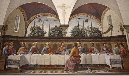 <ul><li><p>Judas</p><ul><li><p>leans back</p></li><li><p>shadow</p></li><li><p>salt shaker knocked over</p></li><li><p>left handed</p></li></ul></li><li><p>Peter</p><ul><li><p>holds a knife</p></li></ul></li><li><p>Christ</p><ul><li><p>right hand downward gesture of judgement toward Judas</p></li><li><p>left hand open gesture</p></li></ul></li><li><p>Thomas</p><ul><li><p>finger</p></li></ul></li></ul><p></p>