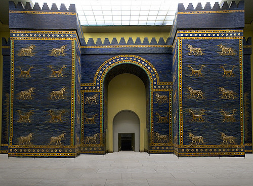 <p>The 8th gate to the Inner CIty of Babylon Decorated with glazed blue bricks that depicted alternating rows of dragons and bulls</p><p>Built by: King Nebuchadnezzar II</p>