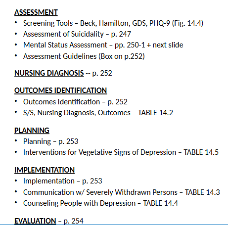 <p>what three things to assess</p><ul><li><p>14.5 and 14.3!!!</p></li></ul><p></p>