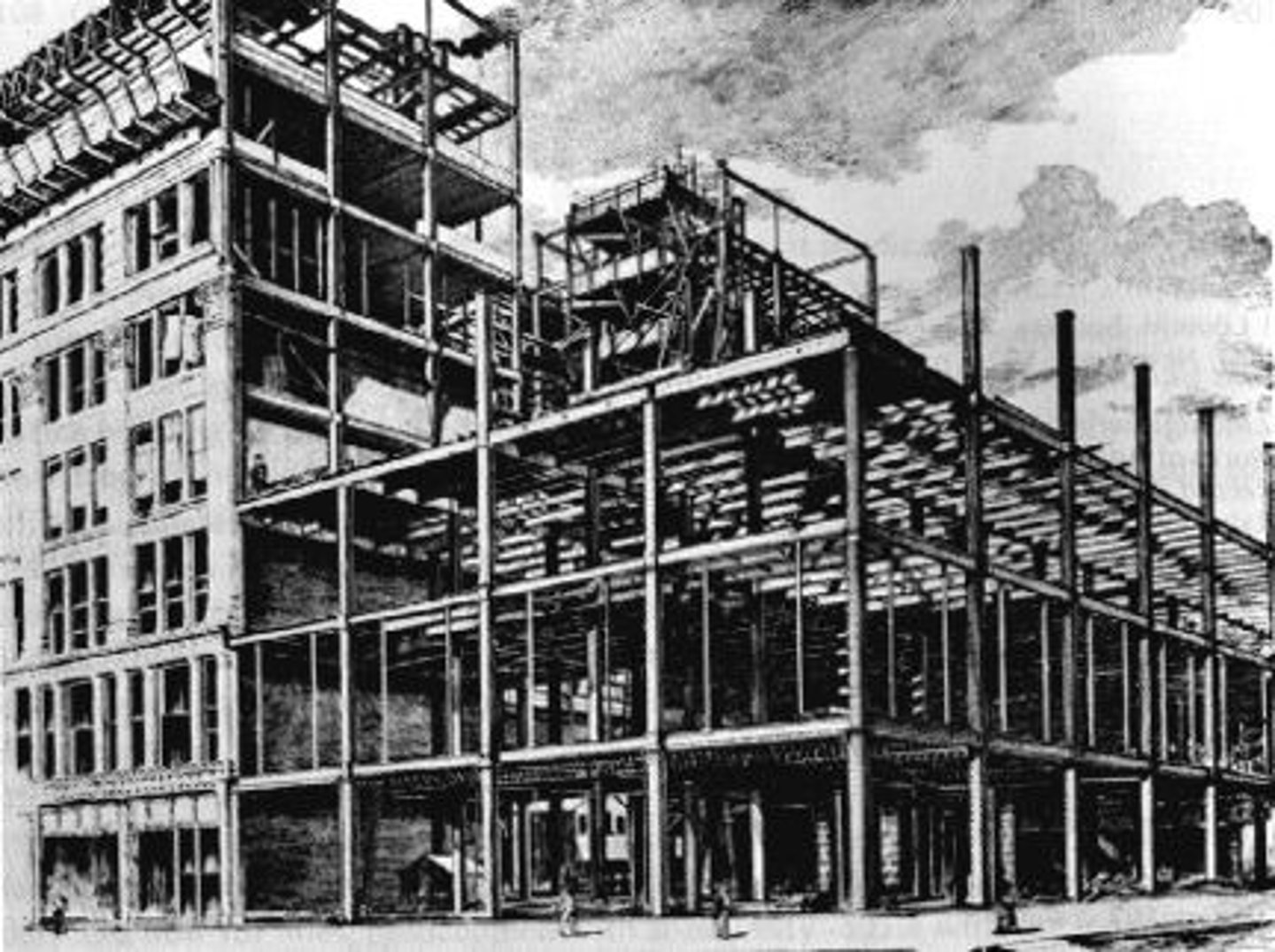 <p>the supporting interior framework of a building</p>